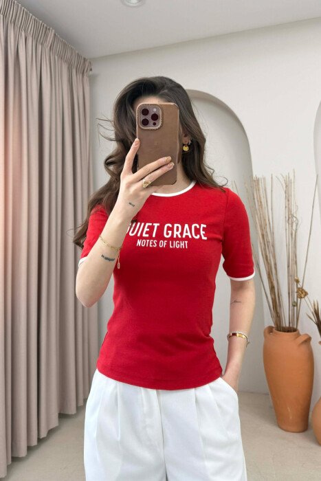 FRONT WRITTINGS WOMAN T-SHIRT RED/E KUQE - 1