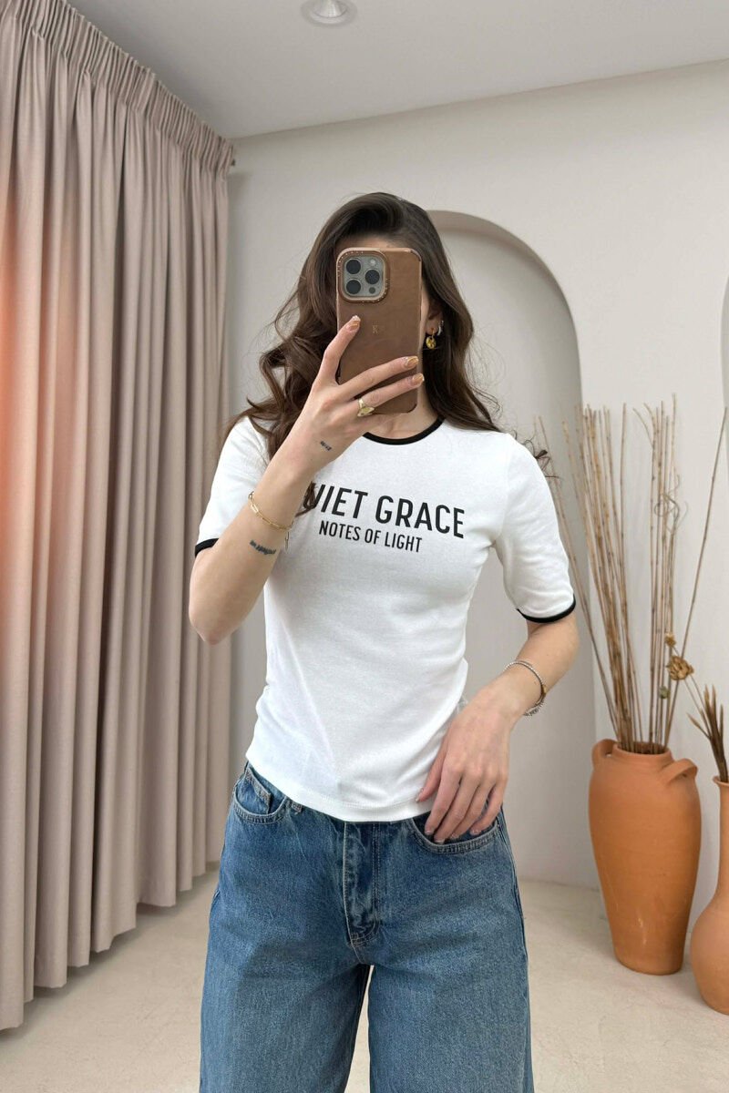 FRONT WRITTINGS WOMAN T-SHIRT WHITE-E BARDHE - 1