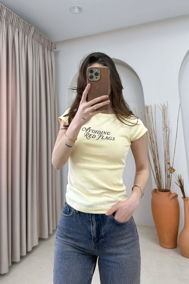 FRONT WRITTINGS WOMAN T-SHIRT YELLOW/E VERDHE - 1
