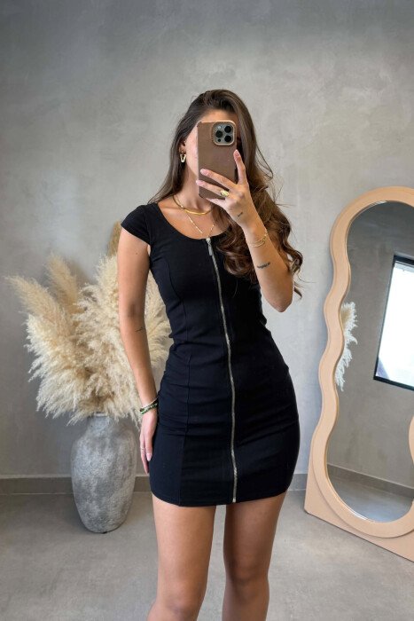 FRONT ZIPPER DESIGN WOMEN DRESS BLACK/ E ZEZE - 2