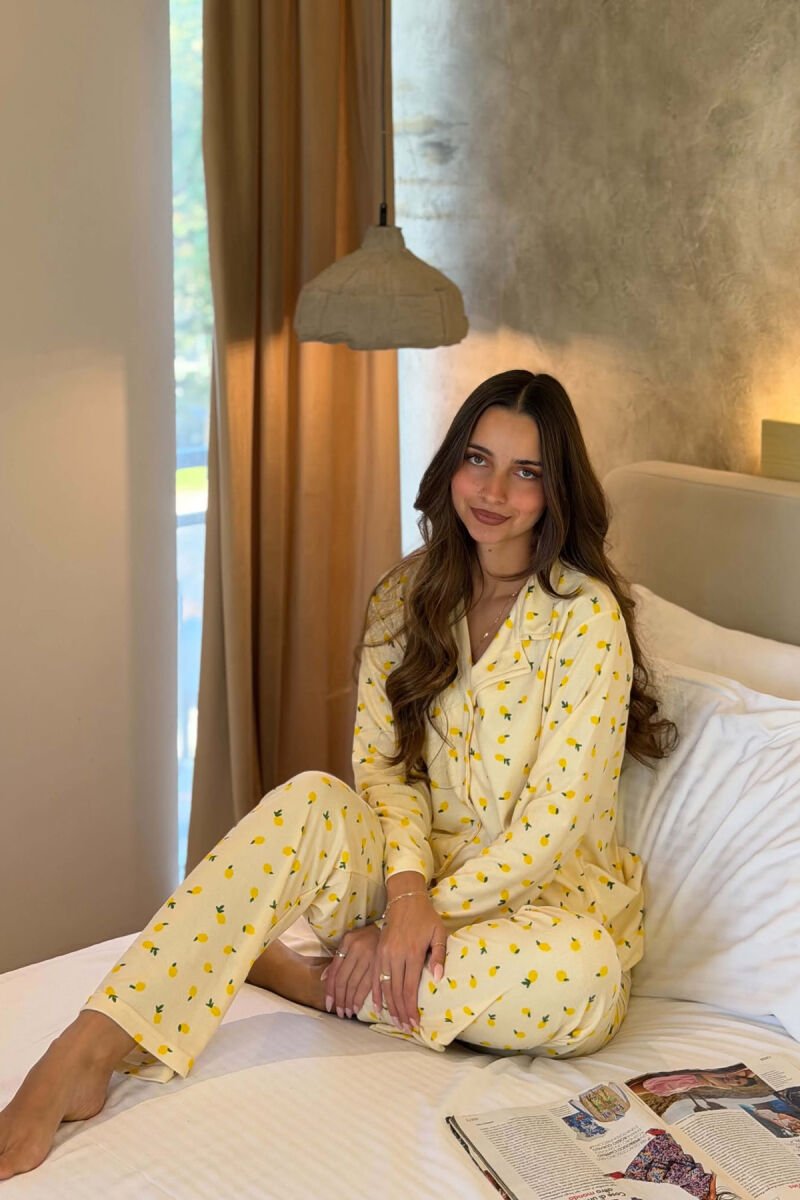 FRUIT DESIGN SHIRT+ TROUSERS WOMAN PYJAMAS YELLOW/E VERDHE - 1