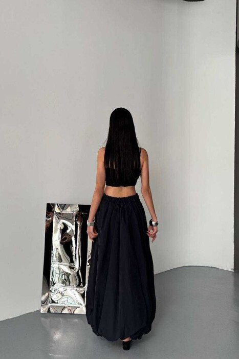 FUND I GJATË NJË NGJYRËSH ELASTIK TE BELI PËR FEMRA NË NGJYRËN E ZEZË - 2