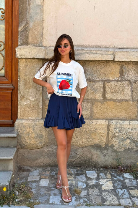 FUND NJË NGJYRËSH I SHKURTËR PËR FEMRA NË NGJYRËN BLU E ERRËT - 1