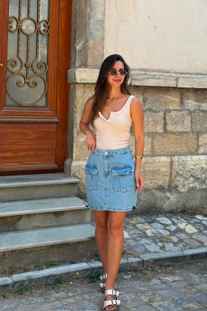 FUND I SHKURTER XHINS ME XHEPA PER FEMRA NE NGJYRE BABY BLU - 2