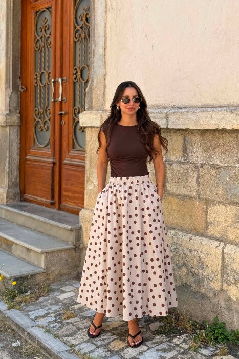 FUND ME POLKA DOTS PER FEMRA NE NGJYRE BEZHE - KLAUDIO FASHION