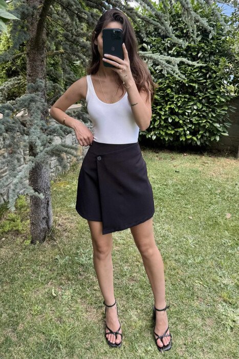 ONE COLOR SIMPLE WOMEN SKIRT BLACK/ E ZEZE - 14