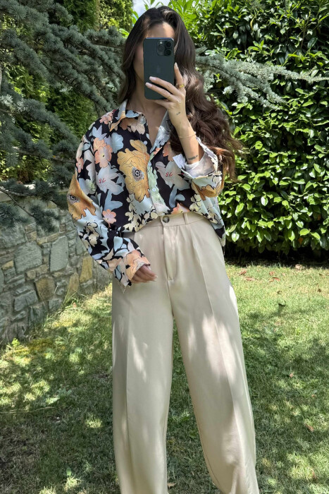 FLOWER DESIGN LONG SLEEVE WOMEN SHIRT MULTIPLE/SHNGJ - 8