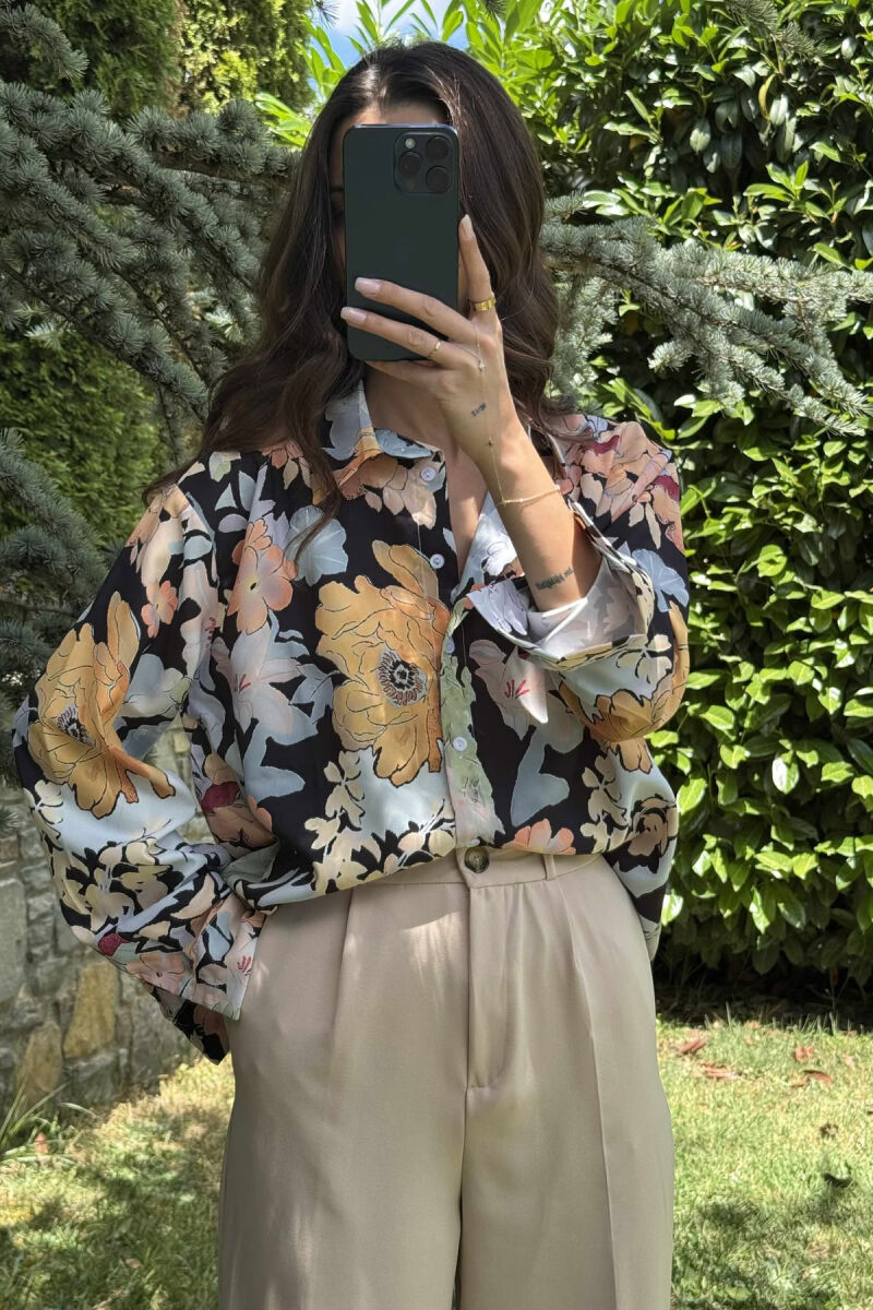 FLOWER DESIGN LONG SLEEVE WOMEN SHIRT MULTIPLE/SHNGJ - 10