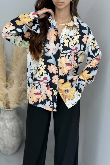 FLOWER DESIGN LONG SLEEVE WOMEN SHIRT MULTIPLE/SHNGJ - 2