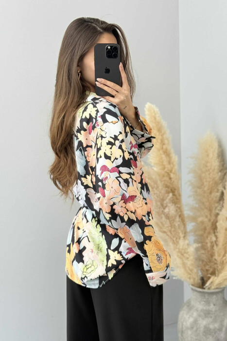 FLOWER DESIGN LONG SLEEVE WOMEN SHIRT MULTIPLE/SHNGJ - 4