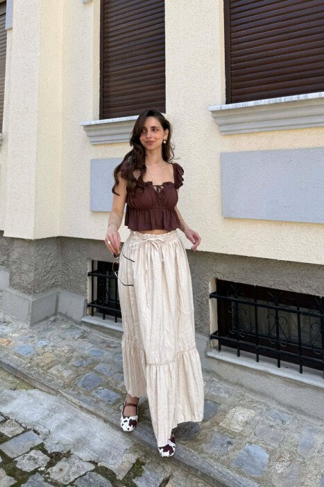 FUND NJE NGJYRESH ME BEL ELASTIK PER FEMRA NE NGJYRE BEZHE - 