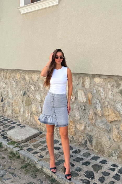 FUND XHINS ME BUTONA PER FEMRA NE NGJYRE GRI - KLAUDIO FASHION