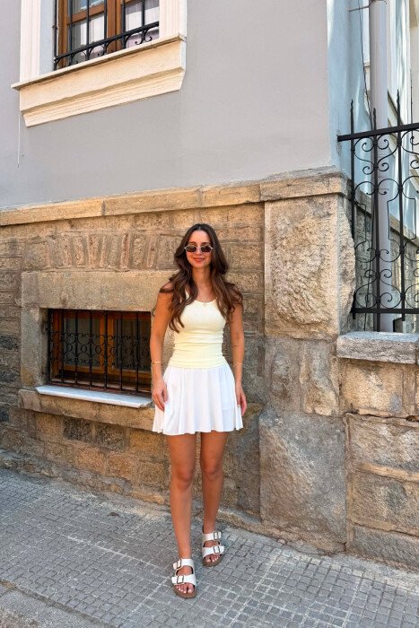 FUNDPANTALLONE NJE NGJYRESHE ME BEL ELASTIK PER FEMRA NE NGJYRE TE BARDHE - KLAUDIO FASHION