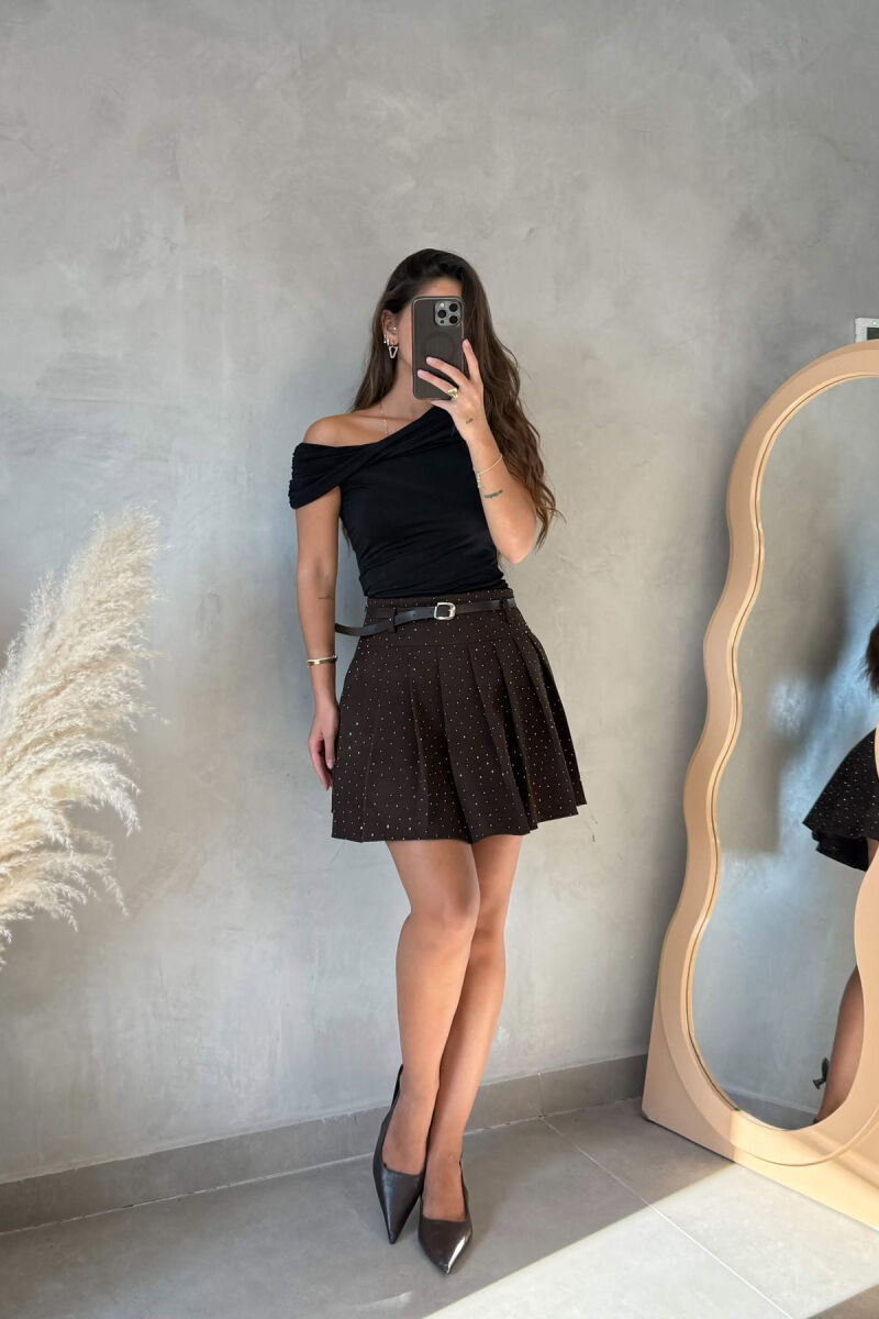 FUNDPANTALLONE ME GURE DHE ME DETAJIN E RRIPIT PER FEMRA NE NGJYRE KAFE - 1