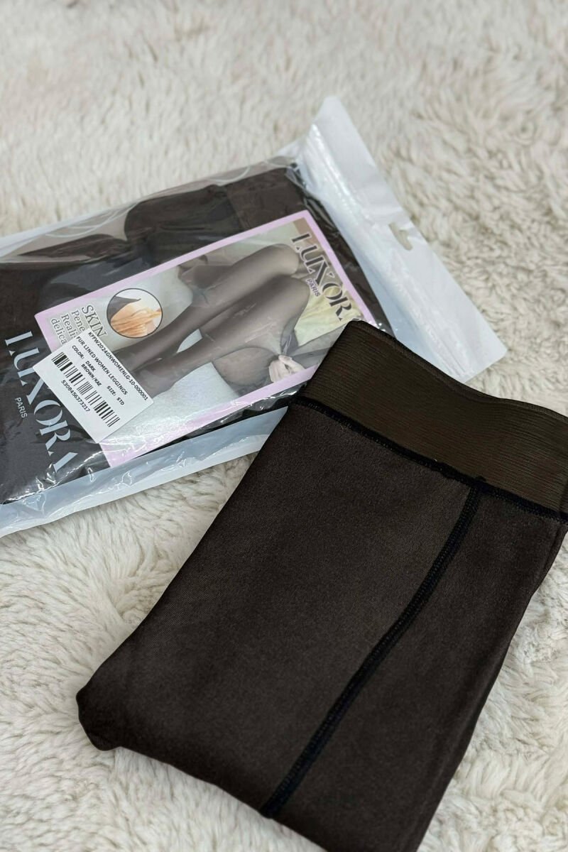 FUR LINED WOMEN LEGGINGS DARK BROWN/KAE - 7