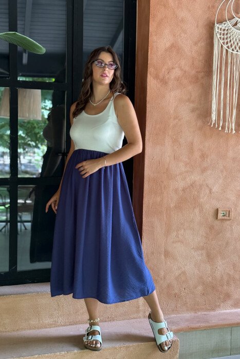 FUSTAN DY NGJYRËSH PËR FEMRA NË NGJYRËN E BARDHË+BLU - 1