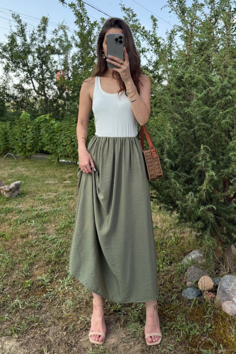 FUSTAN DY NGJYRËSH PËR FEMRA NË NGJYRËN E BARDHË+JESHILE - 6