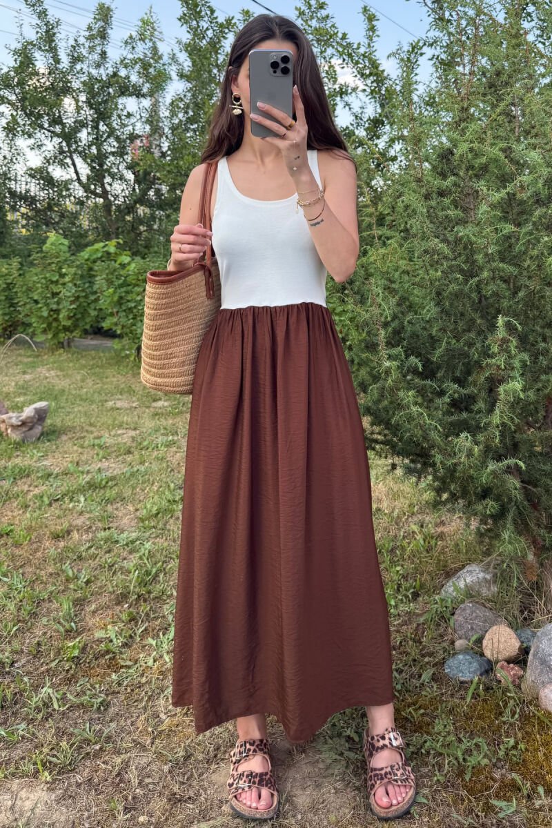 FUSTAN DY NGJYRËSH PËR FEMRA NË NGJYRËN E BARDHË+KAFE - 4