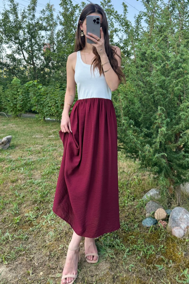 FUSTAN DY NGJYRËSH PËR FEMRA NË NGJYRËN E BARDHË+VISHNJË - 4