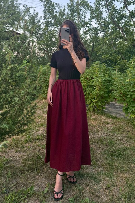 FUSTAN DY NGJYRËSH PËR FEMRA NË NGJYRËN E ZEZË+VISHNJË - 1