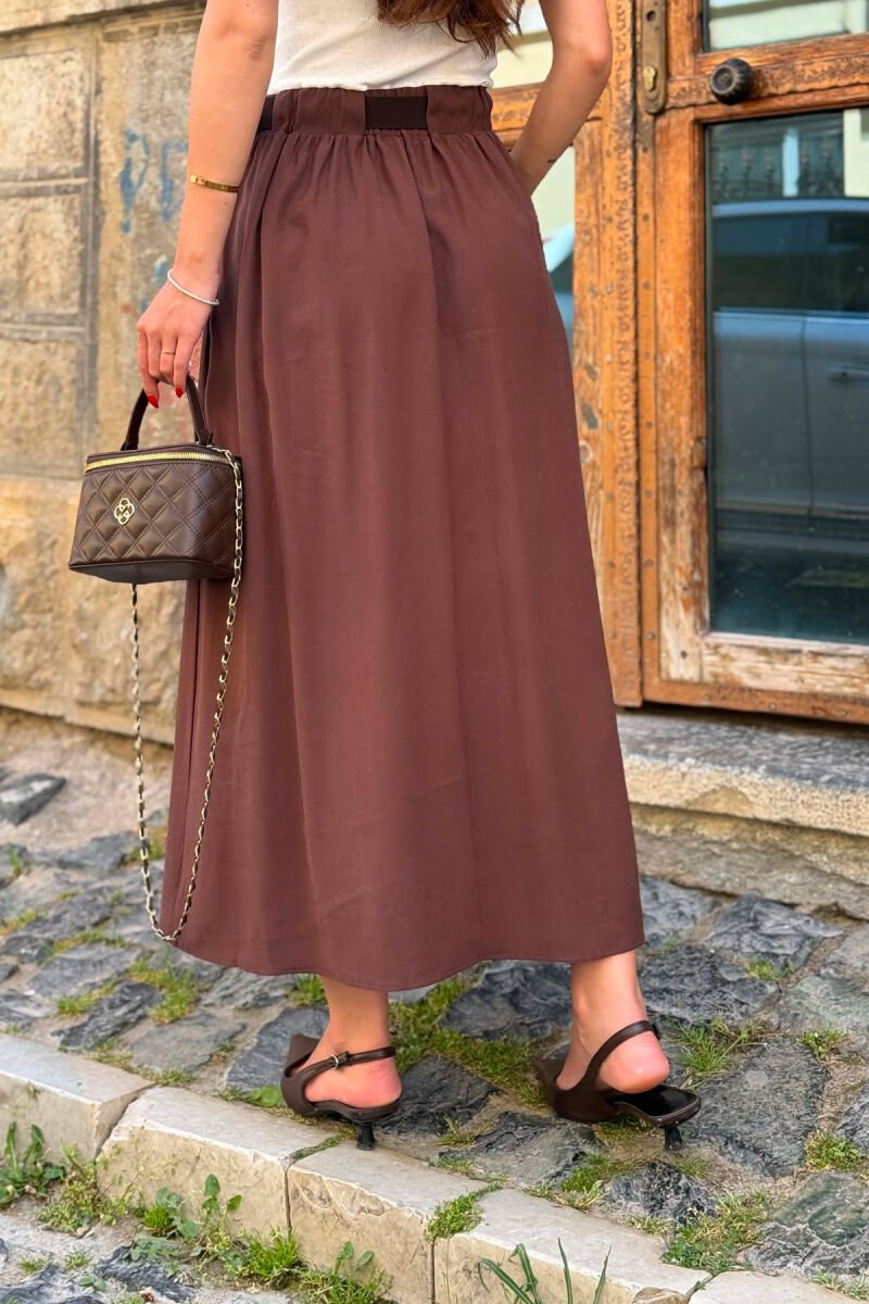 FUSTAN I GJATE ME DETAJIN E RRIPIT PER FEMRA NE NGJYRE KAFE - 3