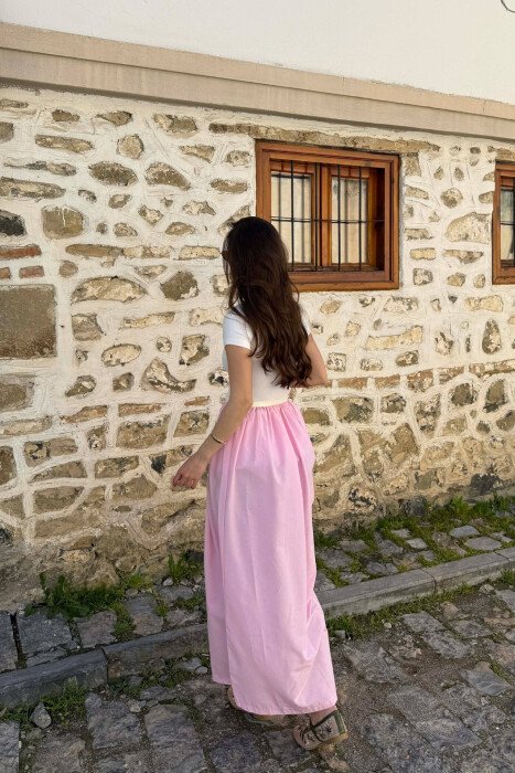 FUSTAN I GJATË ME DETAJIN E RRIPIT PËR FEMRA NË NGJYRËN ROZË - 4