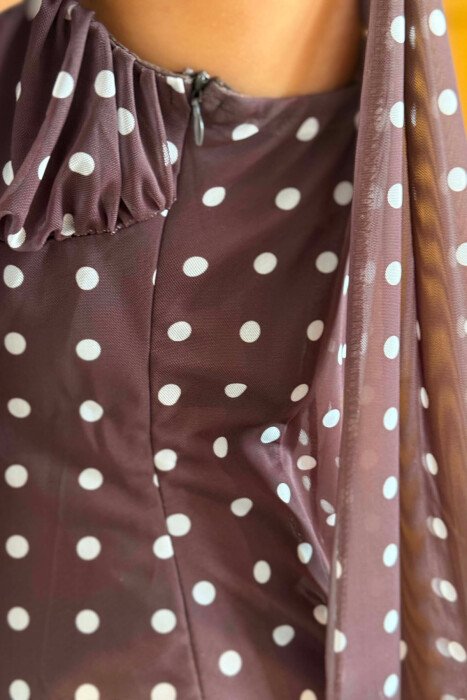 FUSTAN I GJATE ME POLKA DOTS PER FEMRA NE NGJYRE KAFE - 2