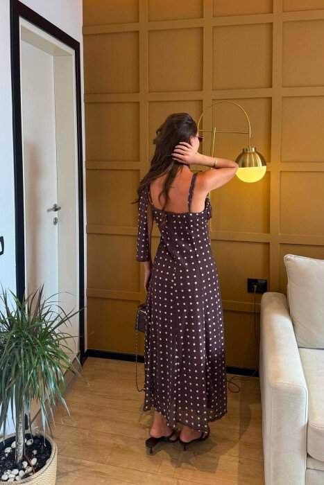 FUSTAN I GJATE ME POLKA DOTS PER FEMRA NE NGJYRE KAFE - 4