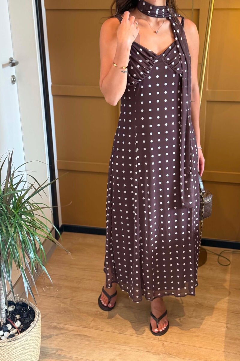 FUSTAN I GJATE ME POLKA DOTS PER FEMRA NE NGJYRE KAFE - 6