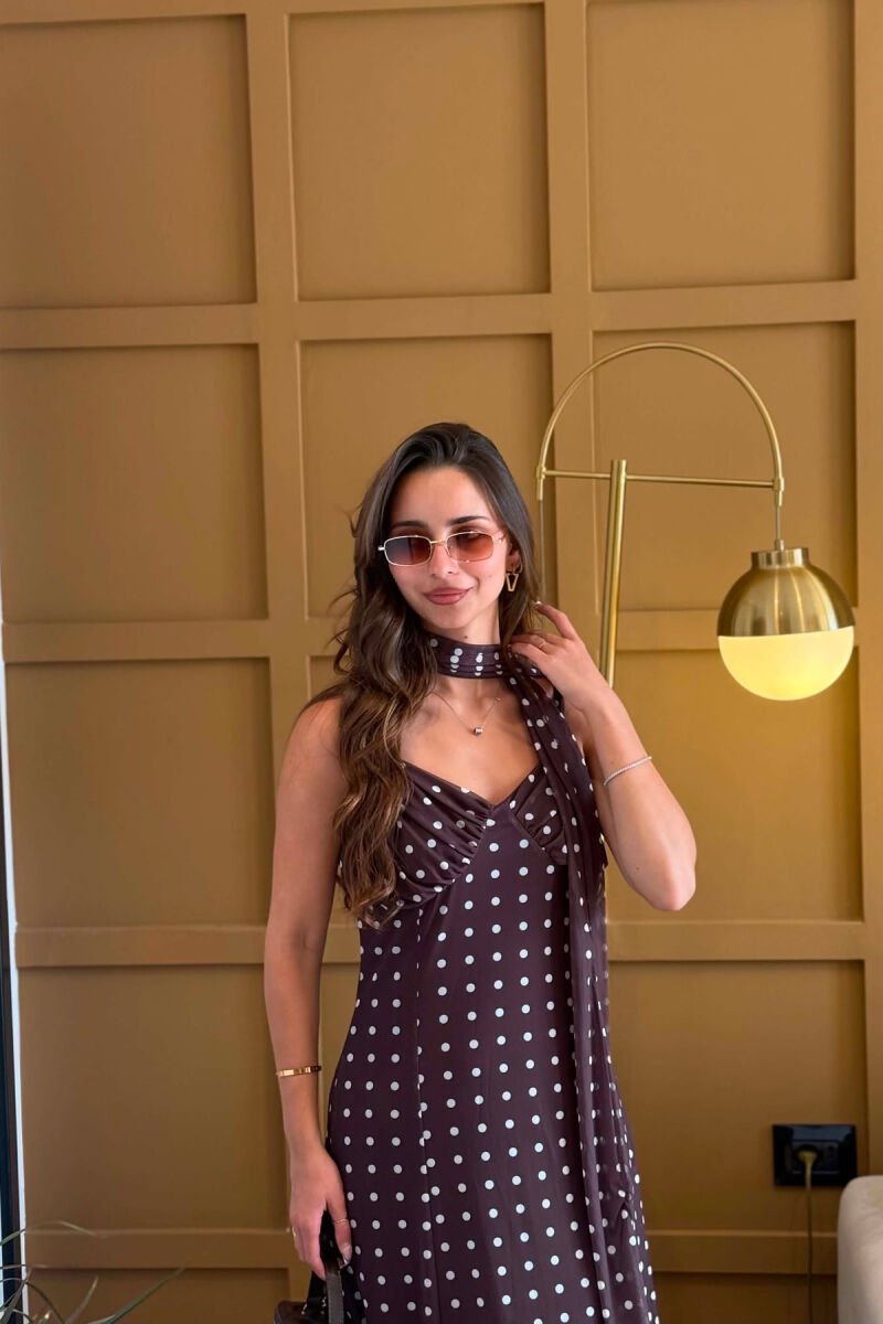 FUSTAN I GJATE ME POLKA DOTS PER FEMRA NE NGJYRE KAFE - 7