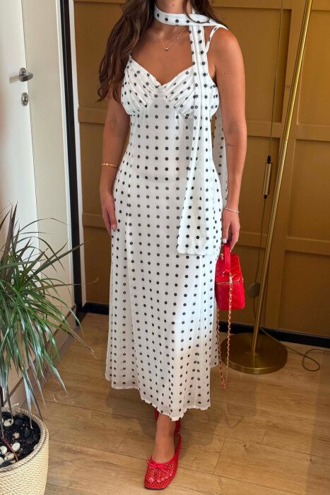 FUSTAN I GJATE ME POLKA DOTS PER FEMRA NE NGJYRE TE BARDHE - 2