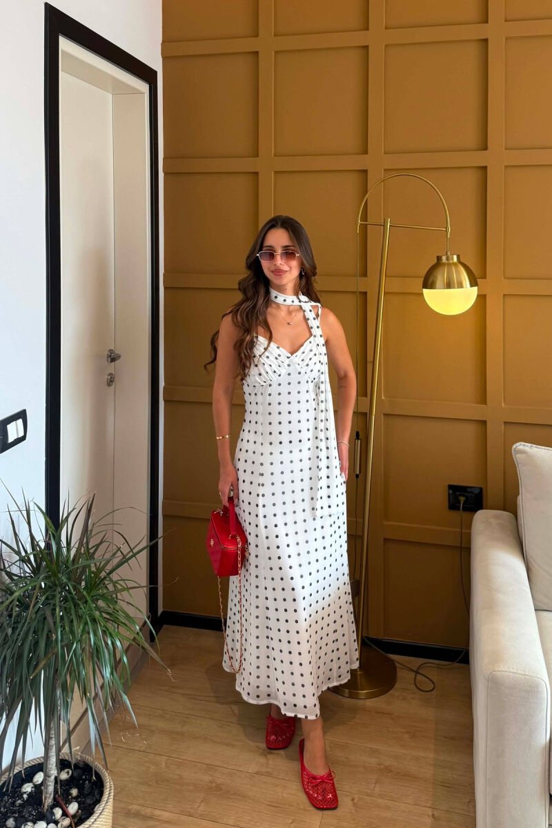 FUSTAN I GJATE ME POLKA DOTS PER FEMRA NE NGJYRE TE BARDHE - 4