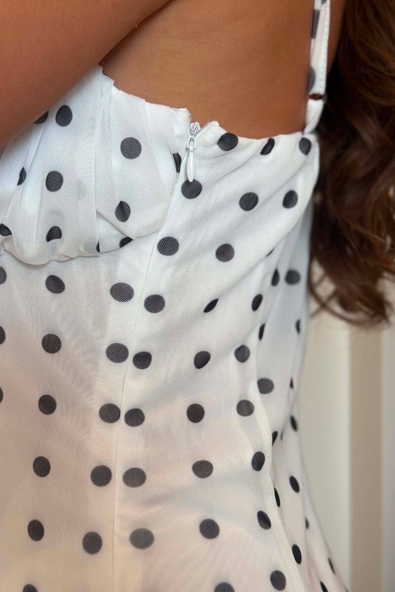 FUSTAN I GJATE ME POLKA DOTS PER FEMRA NE NGJYRE TE BARDHE - 5
