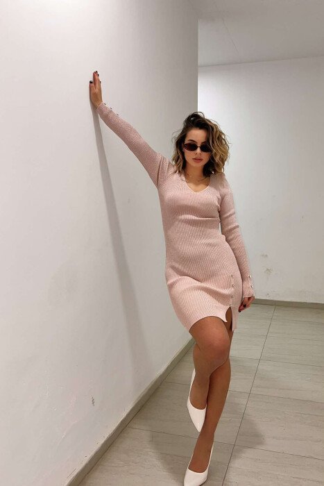 FUSTAN I GJATË ME SHKËLQIM PËR FEMRA NË NGJYRË PUDËR - 2