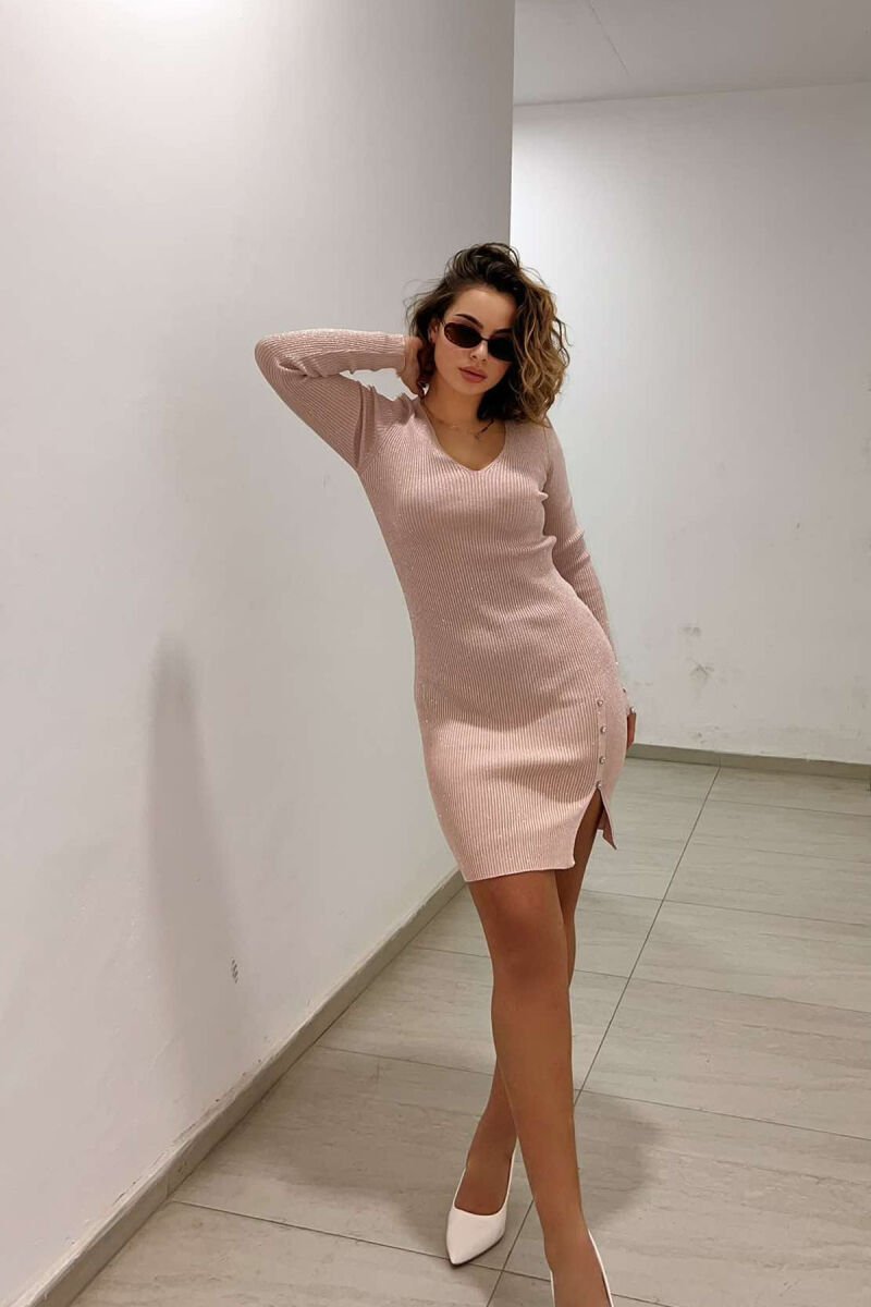 FUSTAN I GJATË ME SHKËLQIM PËR FEMRA NË NGJYRË PUDËR - 3