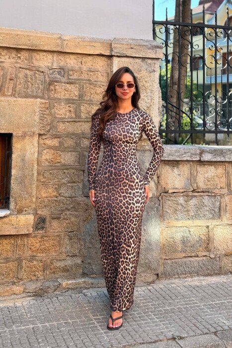 FUSTAN I GJATE NJE NGJYRESH ME MENGE TE GJATA PER FEMRA NE NGJYRE LEOPARD - KLAUDIO FASHION