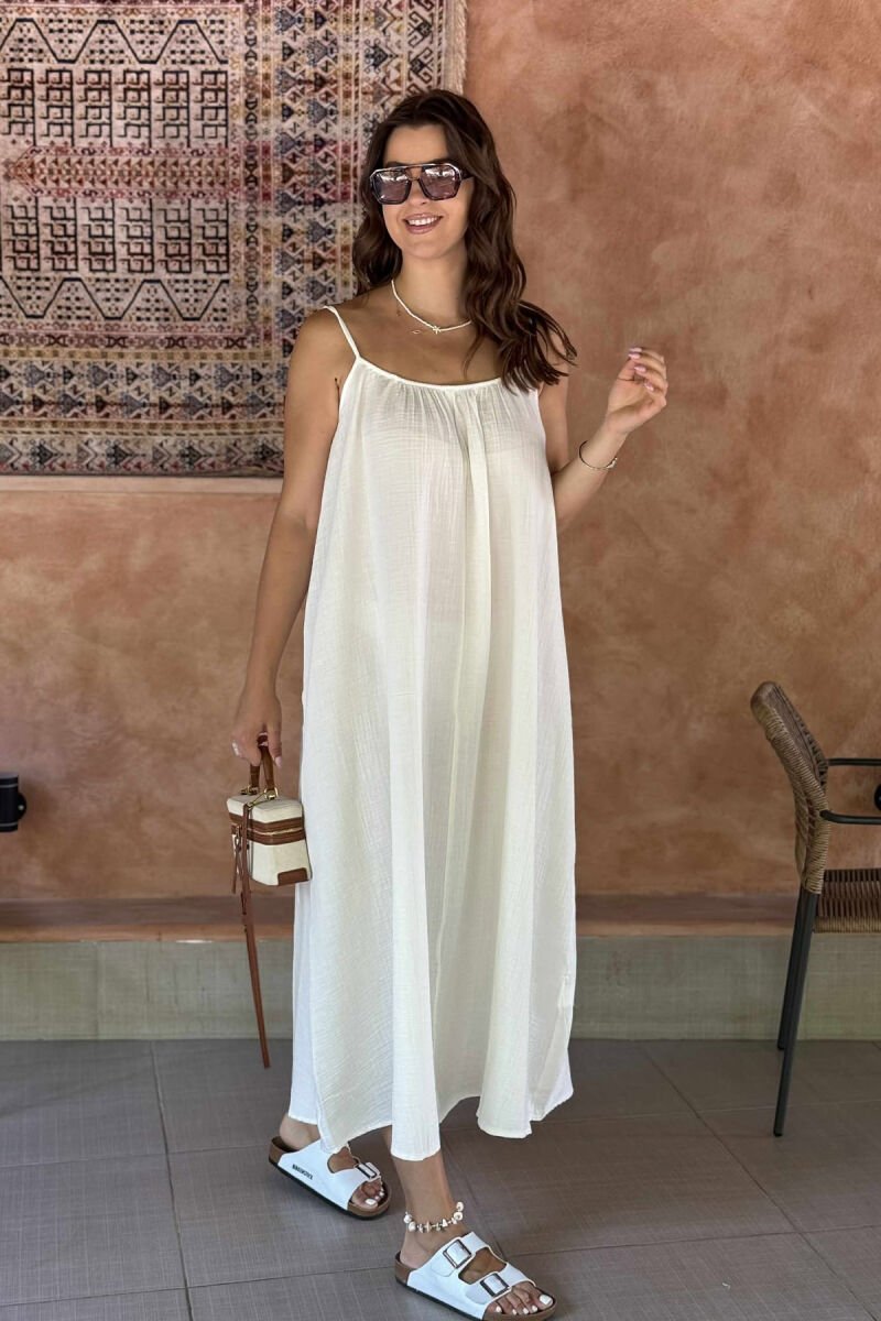 ONE COLOR SIMPLE WOMEN DRESS WHITE-E BARDHE - 2