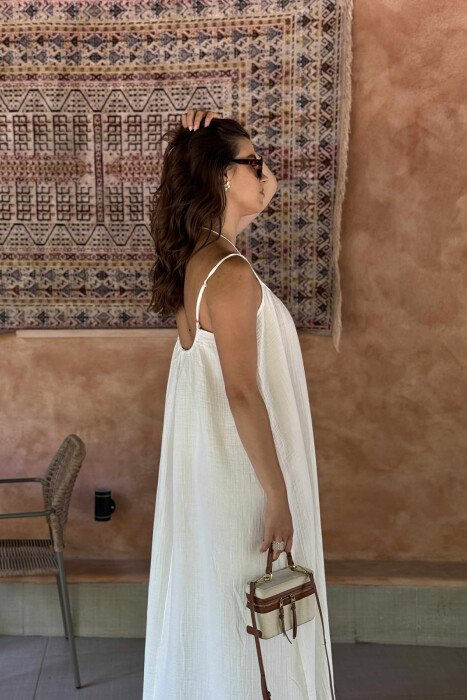 ONE COLOR SIMPLE WOMEN DRESS WHITE-E BARDHE - 3