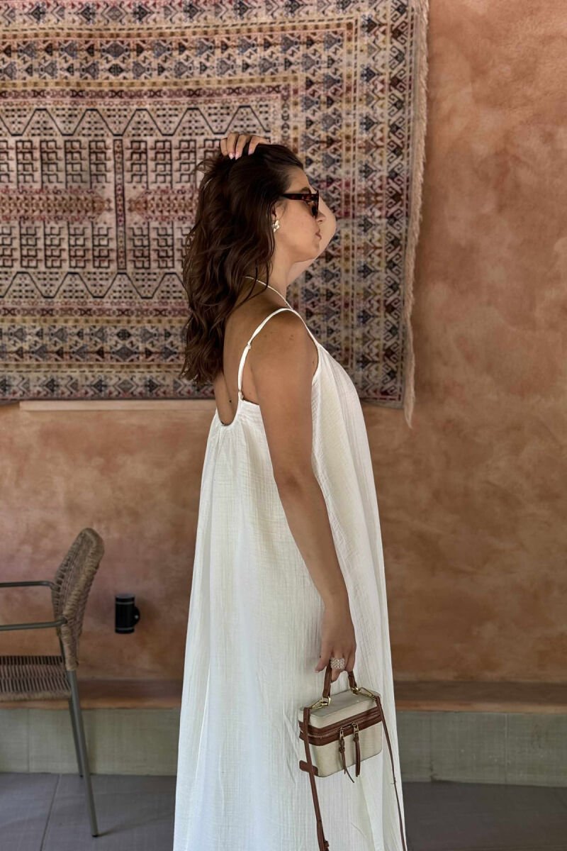 ONE COLOR SIMPLE WOMEN DRESS WHITE-E BARDHE - 3