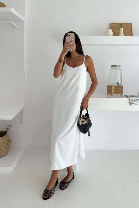 FUSTAN I GJATË NJË NGJYRËSH PËR FEMRA NË NGJYRËN E BARDHË - KLAUDIO FASHION