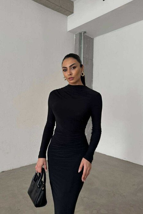 FUSTAN I GJATË NJË NGJYRËSH PËR FEMRA NË NGJYRËN E ZEZË - 5