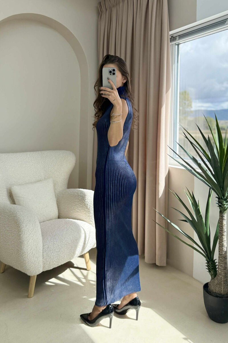 FUSTAN I GJATË PA MËNGË ME JAKË GOLF PËR FEMRA NË NGJYRË BLU TË ERRËT - 3