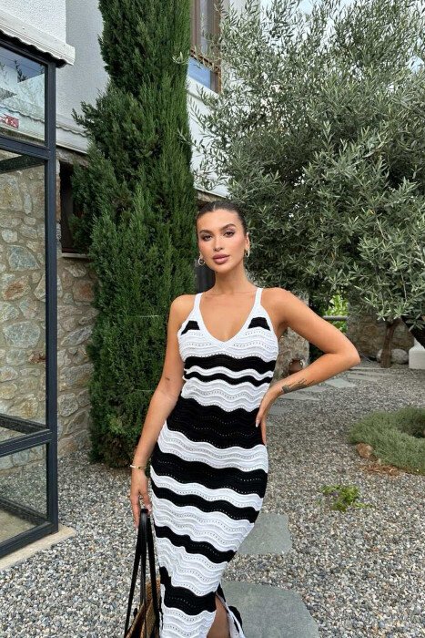 FUSTAN I GJATË PËR FEMRA NË NGJYRËN E ZEZË+E BARDHË - 8