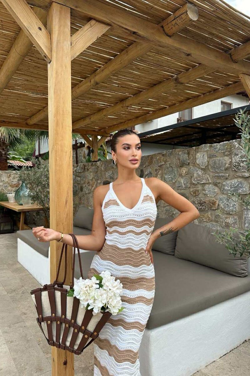 FUSTAN I GJATË PËR FEMRA NË NGJYRËN KAFE+E BARDHË - 6