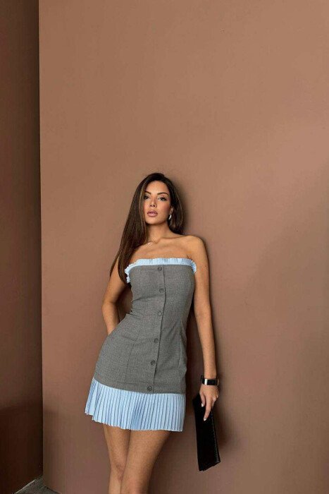 FUSTAN I SHKURTËR BUST ME ZINXHIR ANËSOR PËR FEMRA NË NGJYRËN GRI - 4