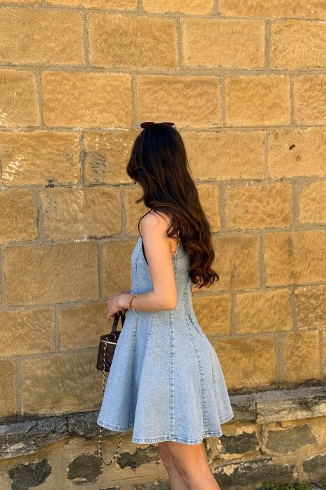 FUSTAN I SHKURTER XHINS PER FEMRA NE NGJYRE BABY BLUE - 2