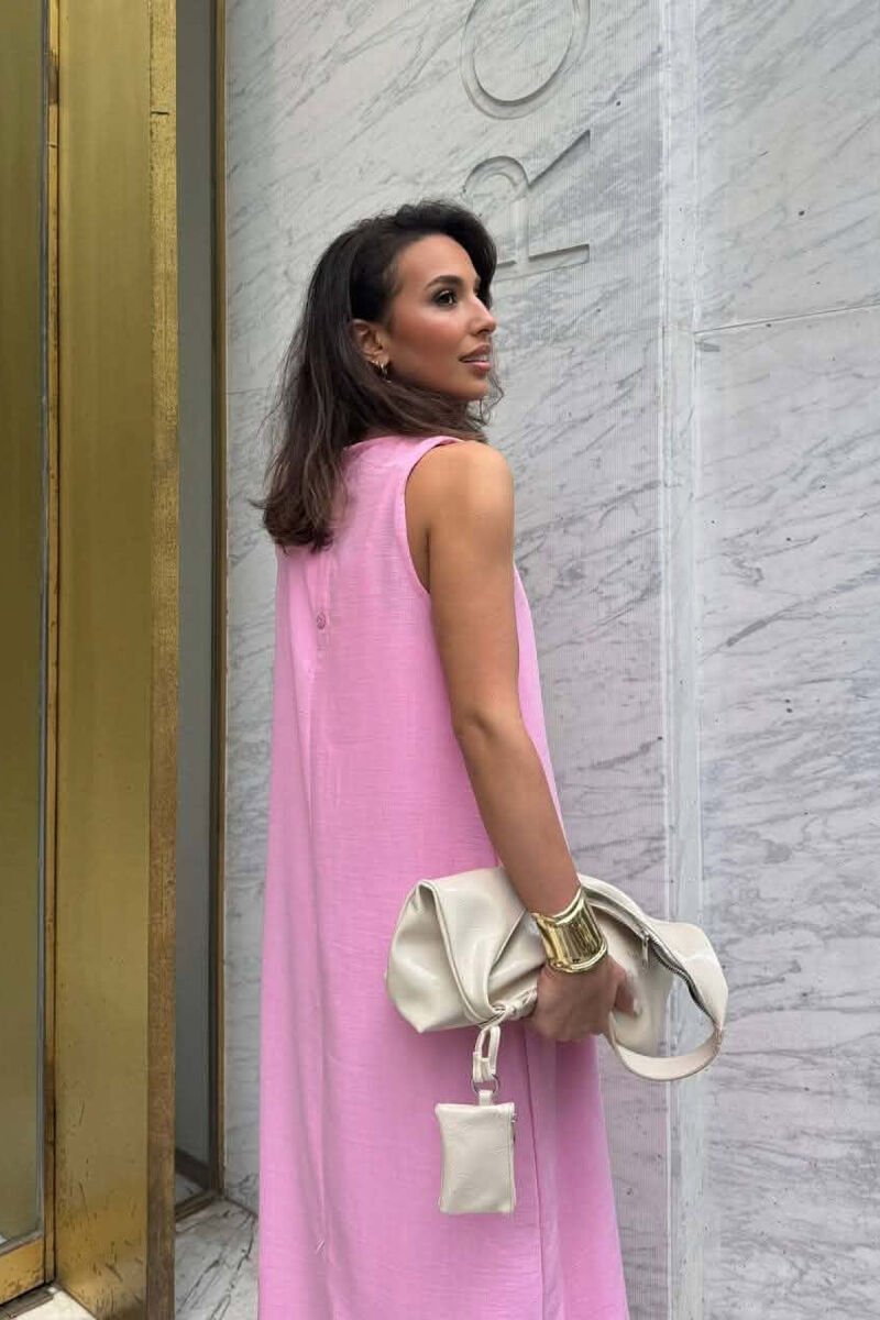 FUSTAN LINO NJE NGJYRESH PER FEMRA NE NGJYRE ROZE - 3