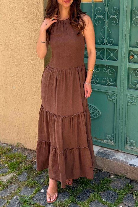 FUSTAN LINO PER FEMRA NE NGJYRE KAFE - 3