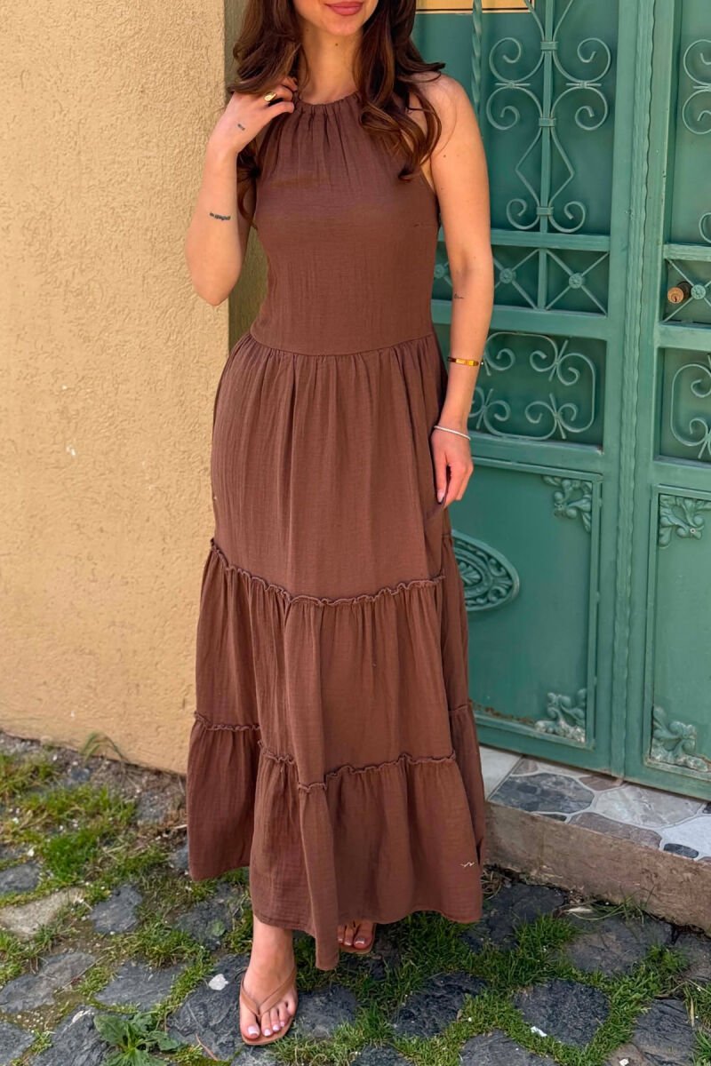 FUSTAN LINO PER FEMRA NE NGJYRE KAFE - 3