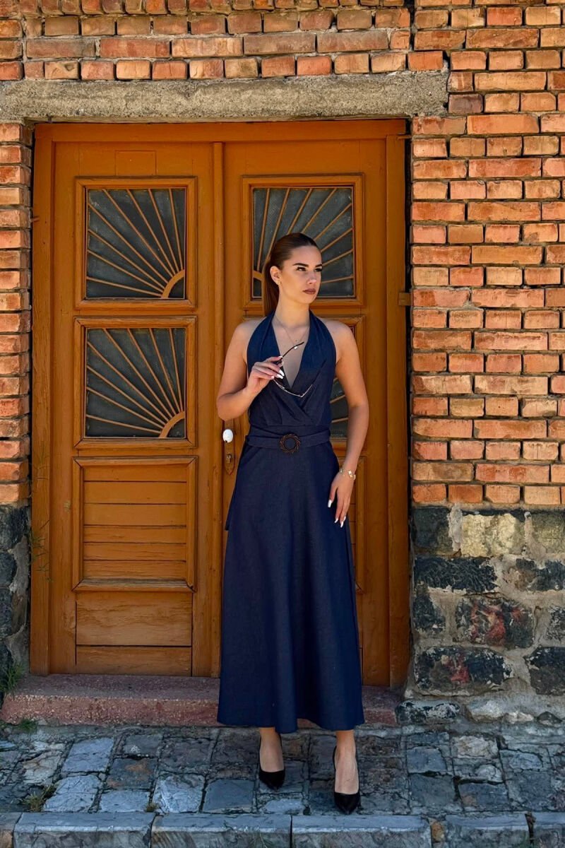 FUSTAN ME DETAJ RRIPI PER FEMRA NE NGJYRE BLU - 1